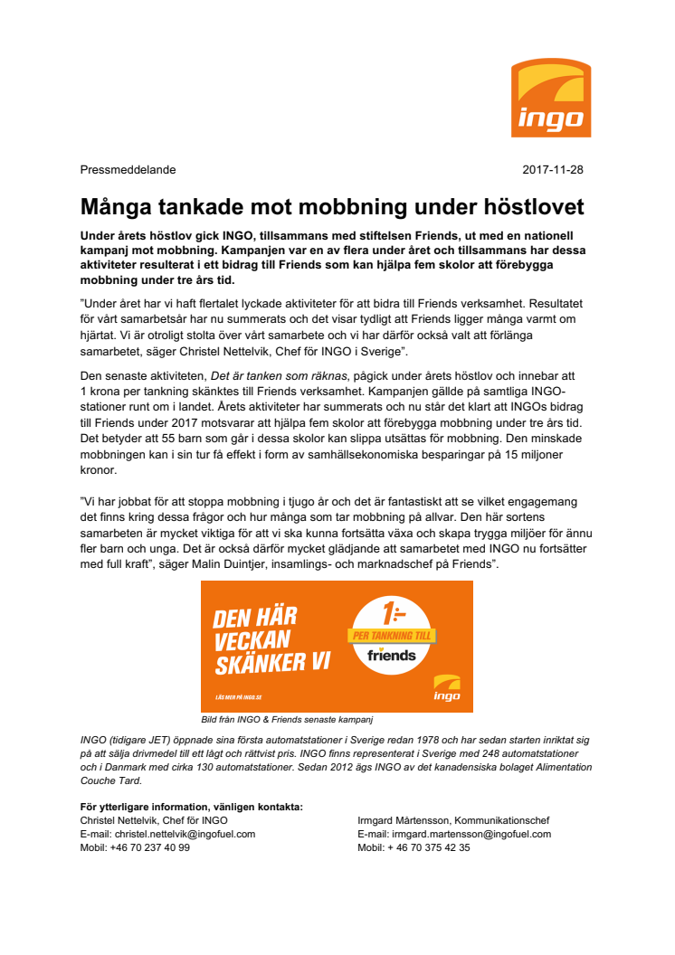 Många tankade mot mobbning under höstlovet