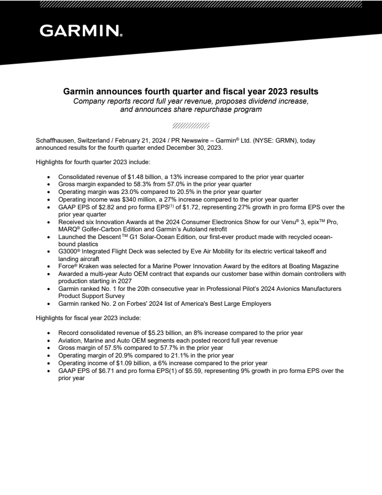 Q4 2023 Earnings Press Release