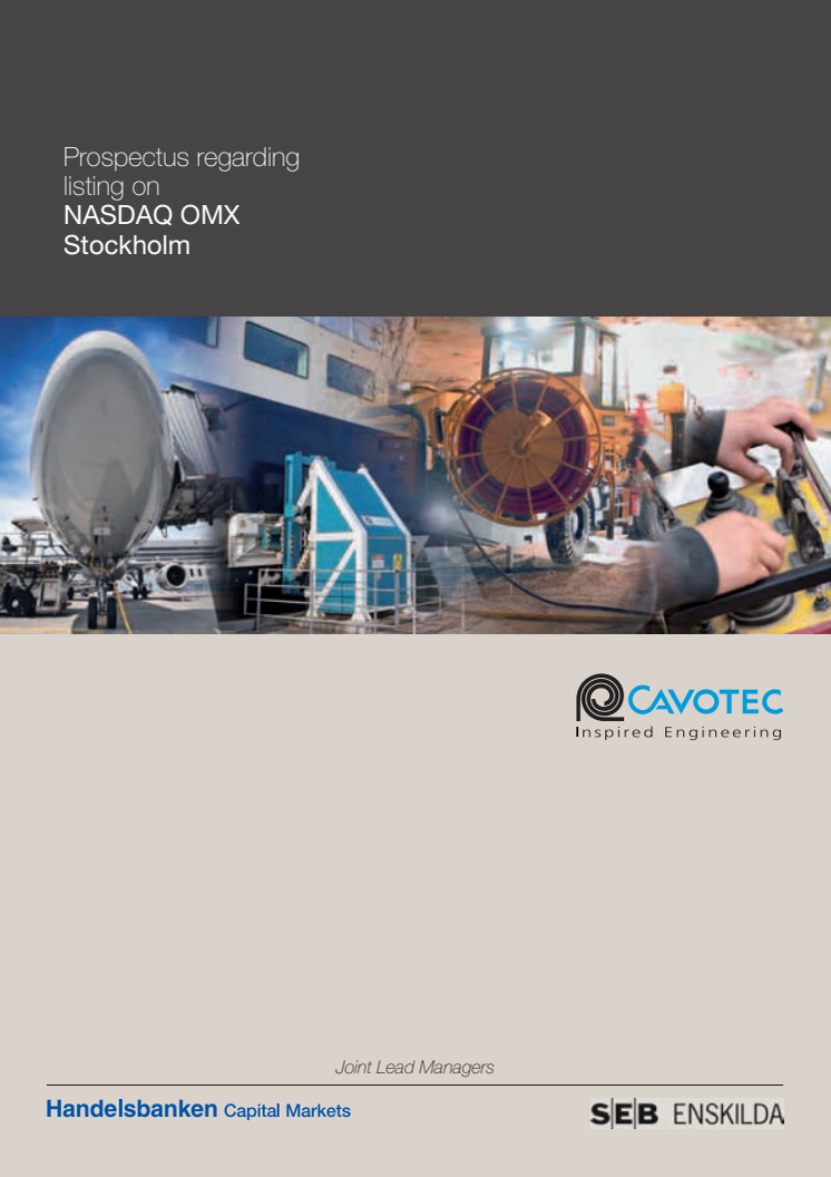 Cavotec Prospectus regarding listing on NASDAQ OMX Stockholm 