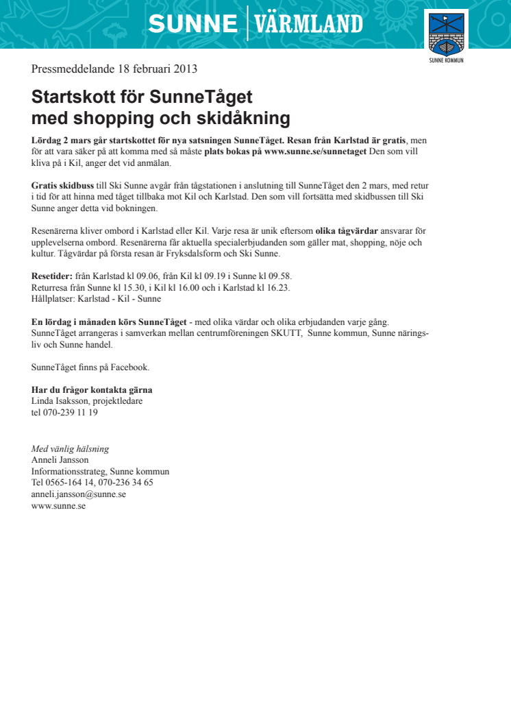 Startskott för SunneTåget med shopping och skidåkning