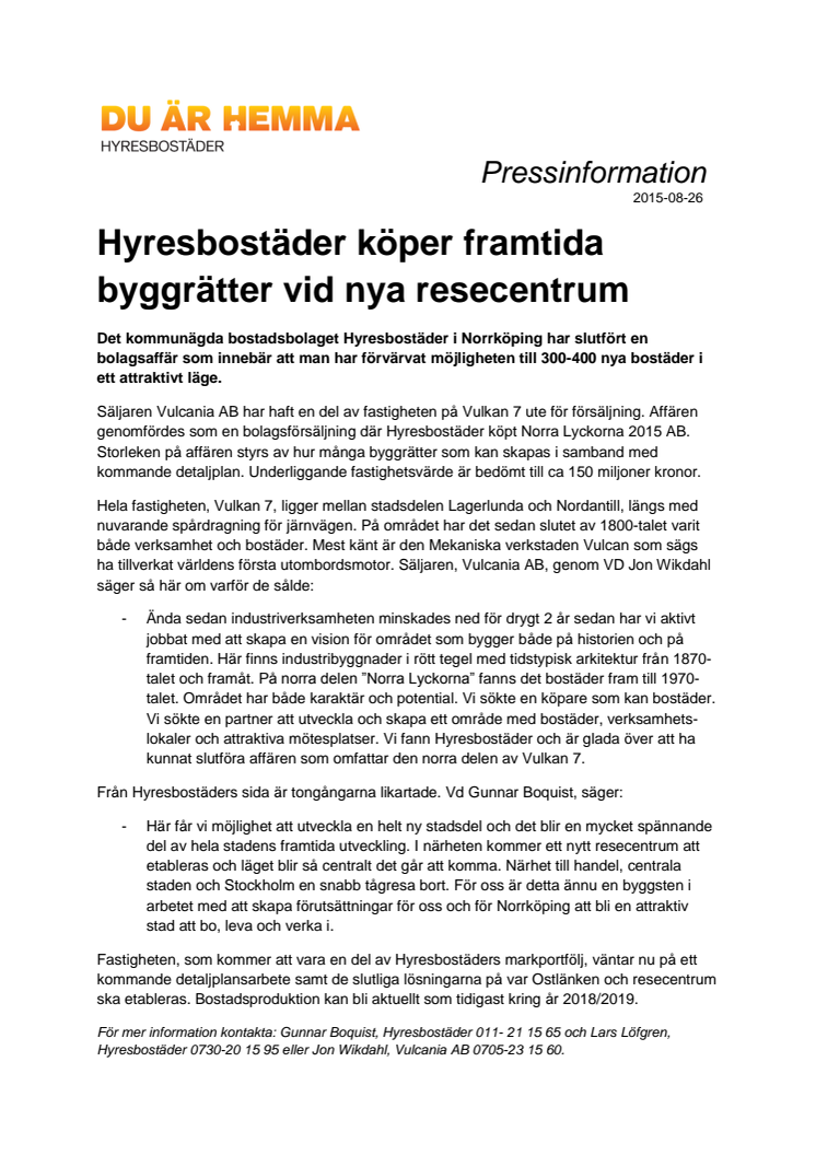 Hyresbostäder köper framtida byggrätter vid nya resecentrum