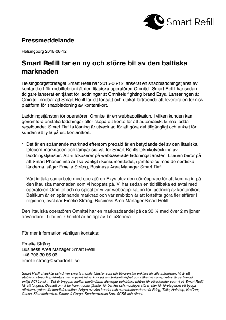 Smart Refill tar en ny och större bit av den baltiska marknaden