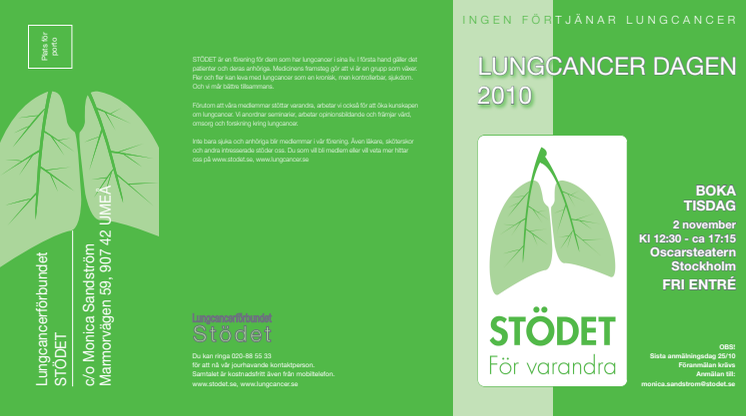 Inbjudan till Lungcancerdagen 2 november 2010 - som pdf