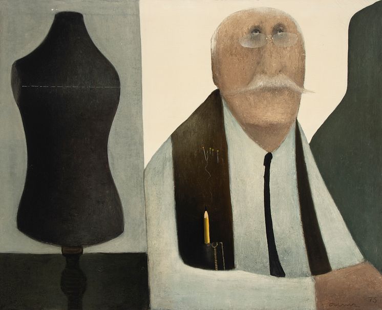 Albert Bertelsen: "Skrædderen". Signeret Albert 73. Olie på lærred. 81 x 100 cm. Vurdering: 50.000 kr.