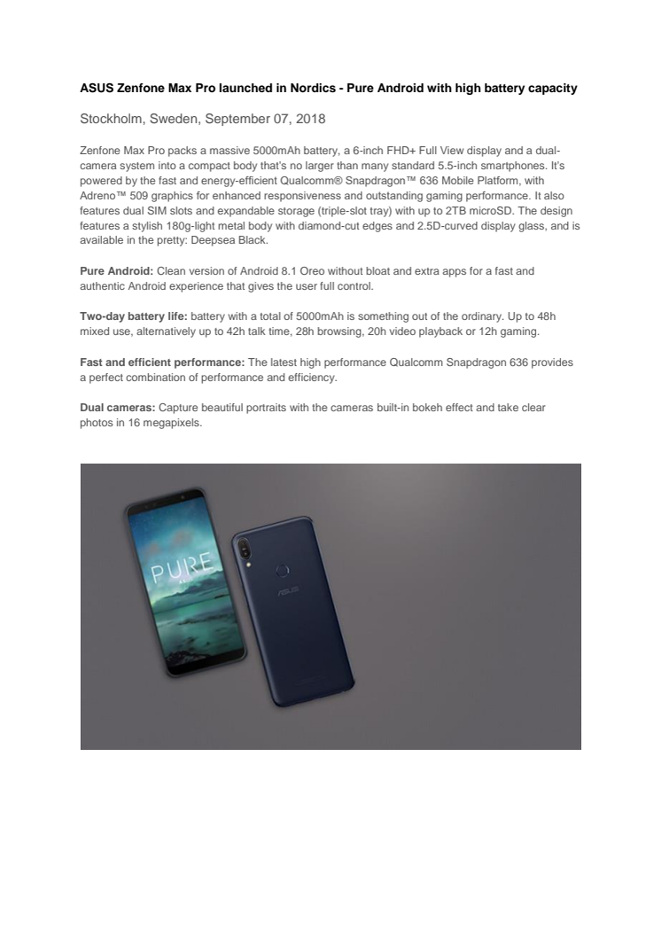 ASUS Zenfone Max Pro pressrelease - Eng version