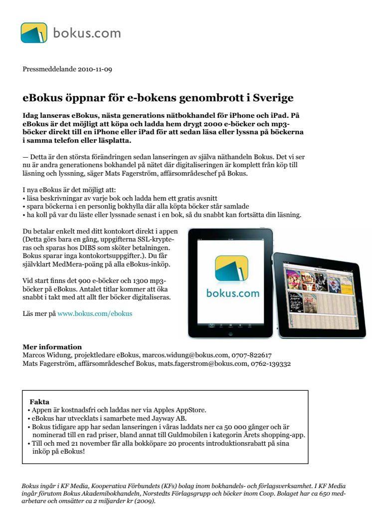 eBokus öppnar för e-bokens genombrott i Sverige