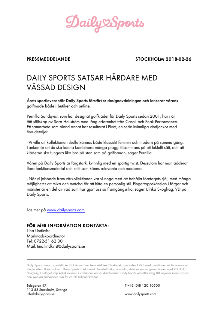 DAILY SPORTS SATSAR HÅRDARE MED VÄSSAD DESIGN