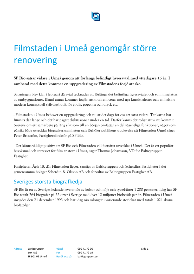Filmstaden i Umeå genomgår större renovering