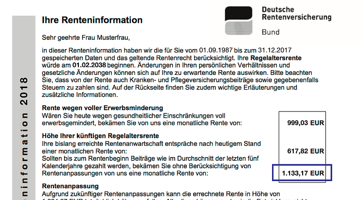 Muster einer Renteninformation 