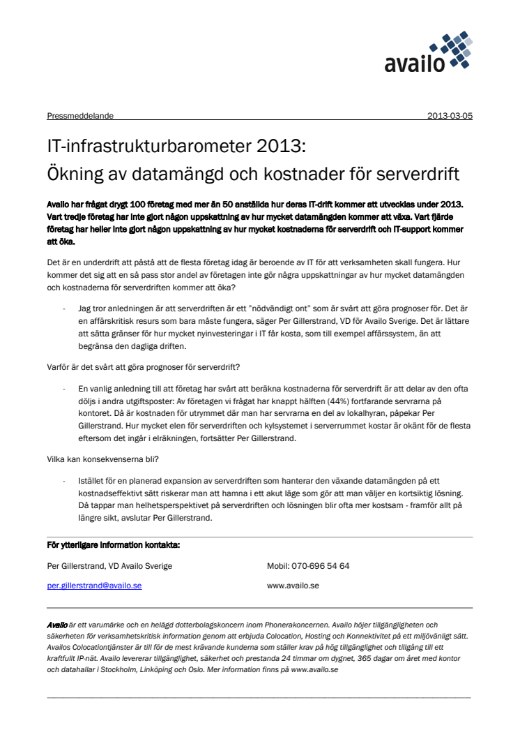 IT-infrastrukturbarometer 2013: Ökning av datamängd och kostnader för serverdrift