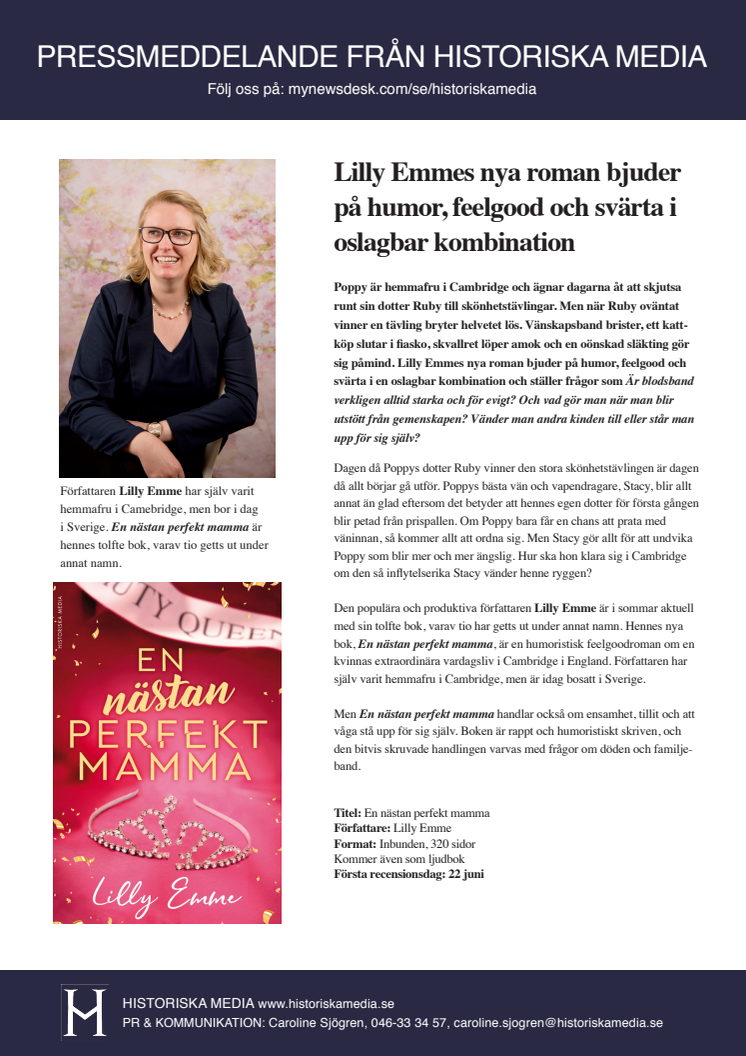 Lilly Emmes nya roman bjuder  på humor, feelgood och svärta i  oslagbar kombination 