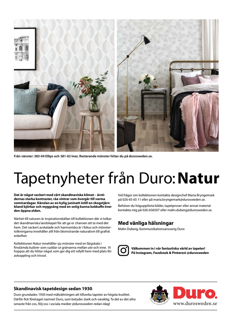 Tapetnyheter från Duro: Natur