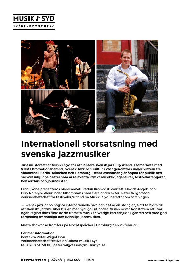 Internationell storsatsning med svenska jazzmusiker