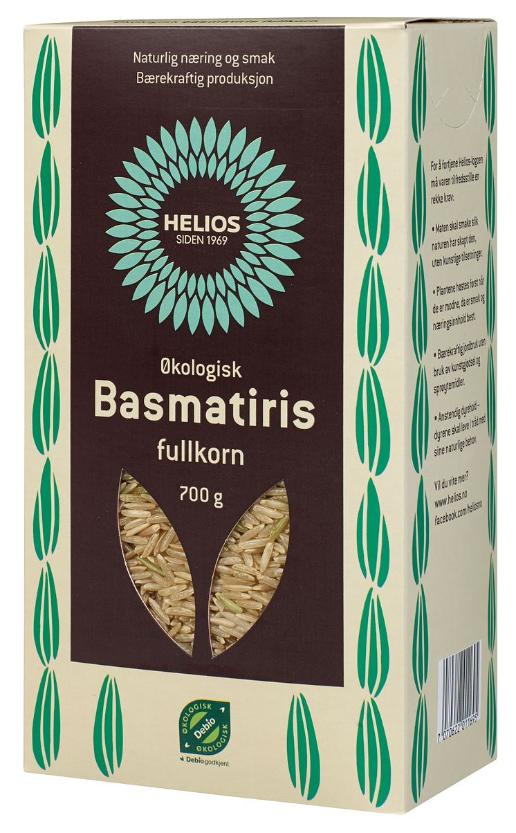 Helios basmatiris fullkorn økologisk 700 g