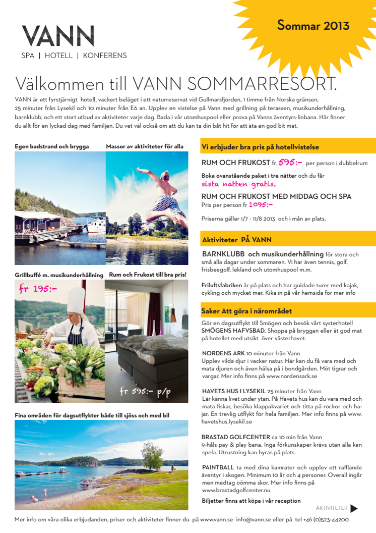 PRESSENYTT FRA VANN SPA HOTELL OCH KONFERENS