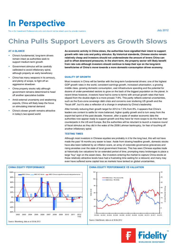 China pulls support levers as growth slows