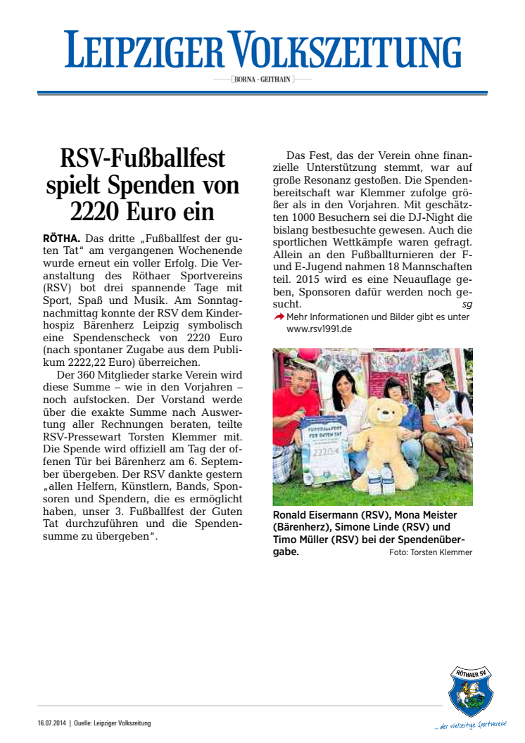 Fussballfest der guten Tat in Rötha