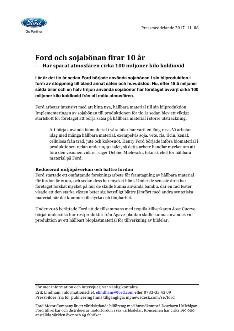 Ford och sojabönan firar 10 år