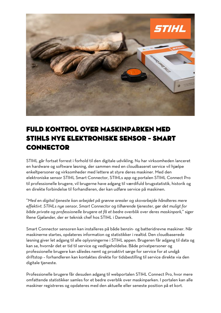 Fuld kontrol over maskinparken med den nye elektroniske sensor -  STIHL Smart Connector