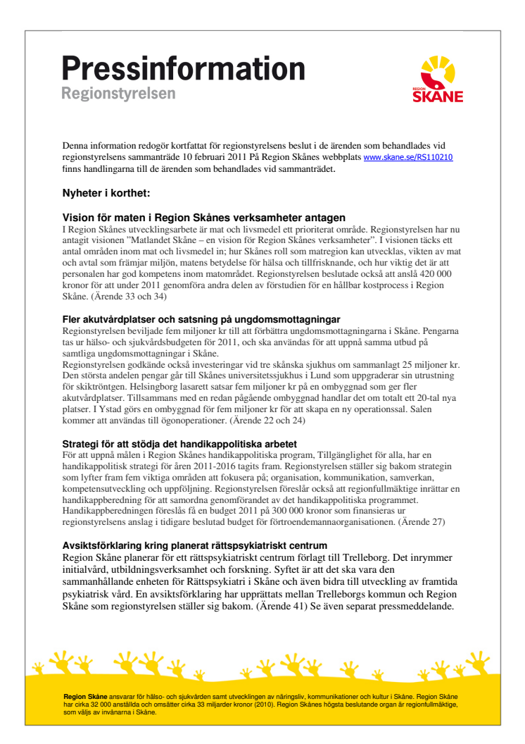 Pressinformation regionstyrelsen 20110210