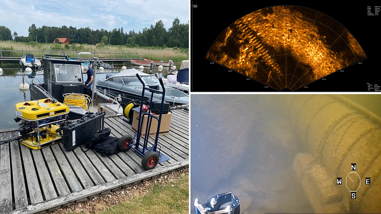 ROV-utrustning, gammal vattenledning och sonar
