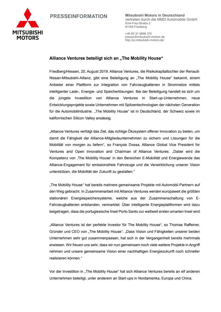 Alliance Ventures beteiligt sich an „The Mobility House“ 