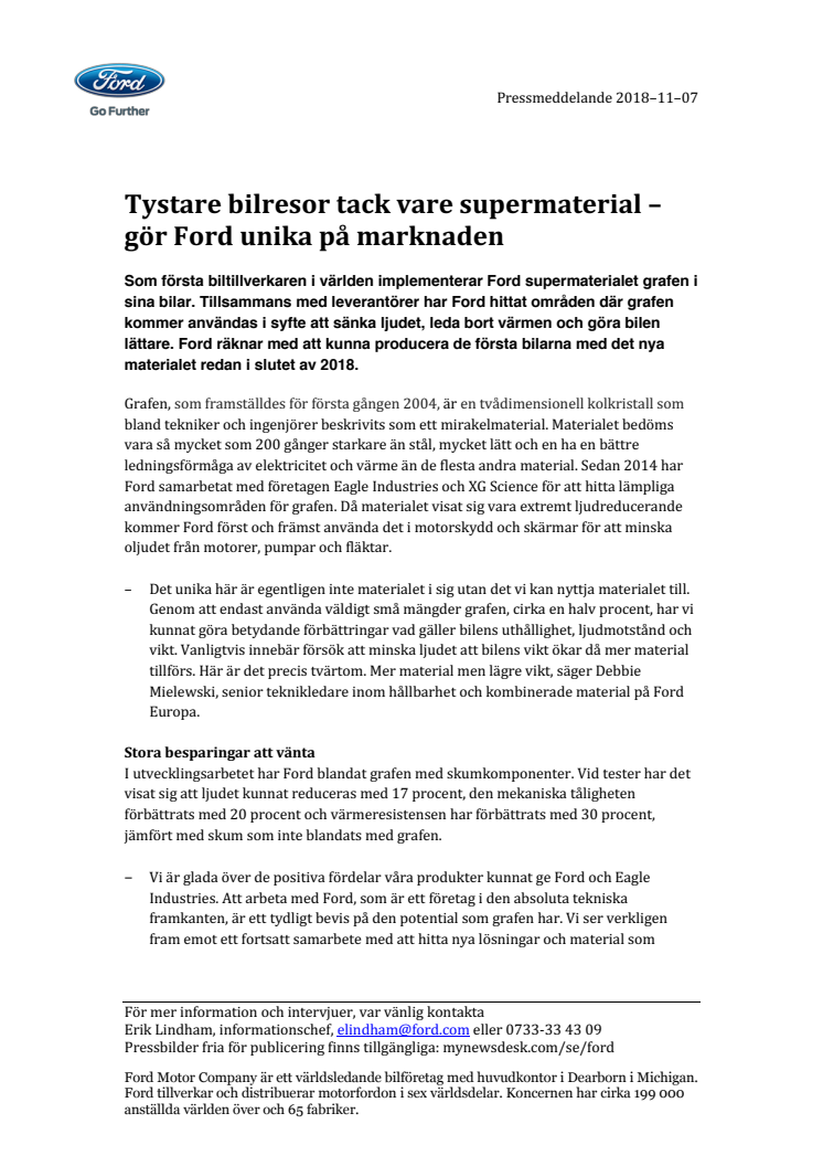 Tystare bilresor tack vare supermaterial – gör Ford unika på marknaden