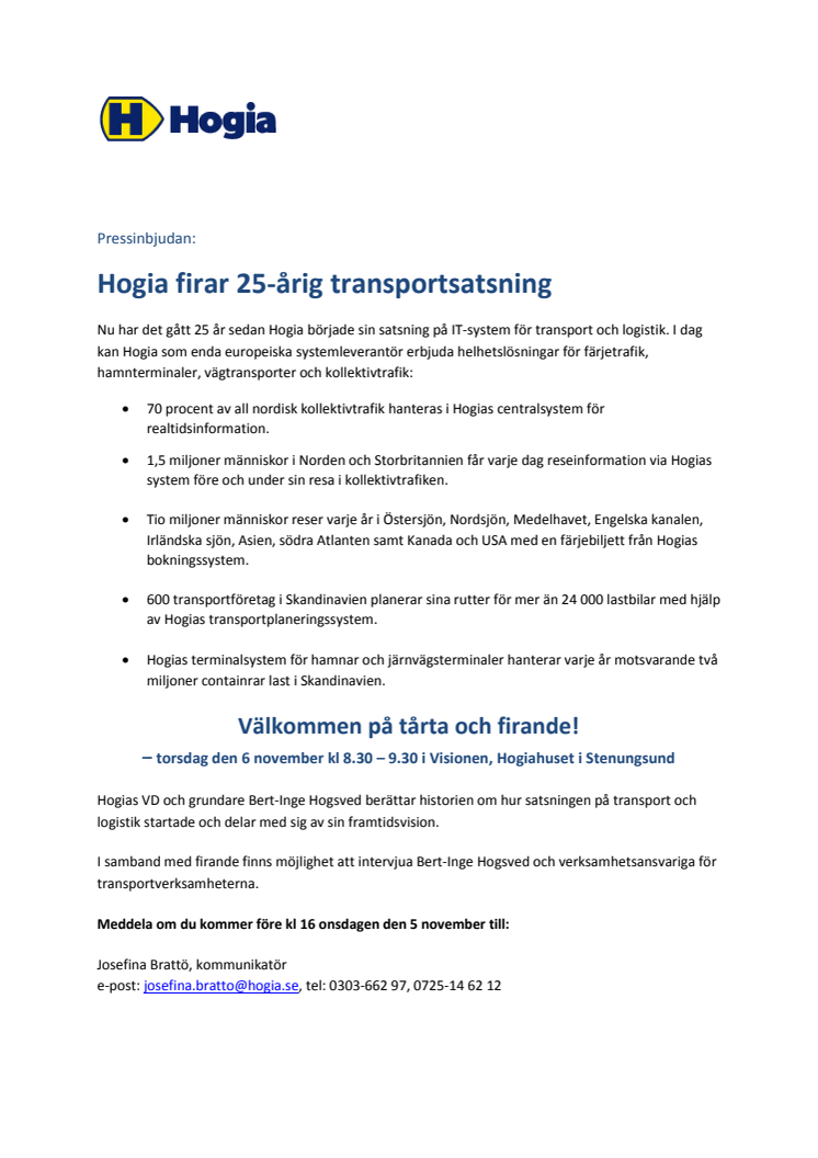 Hogia firar 25-årig transportsatsning