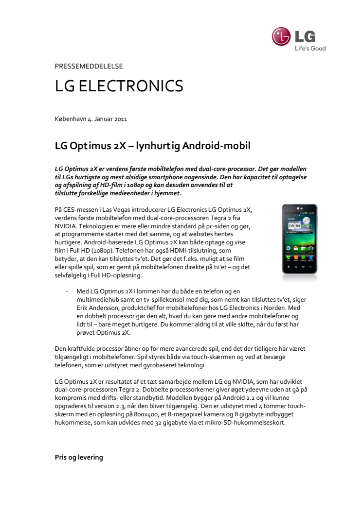 LG Optimus 2X – lynhurtig Android-mobil med Full HD