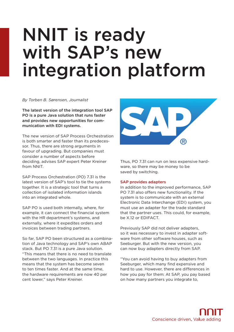NNIT is ready with SAP's new integration platform 