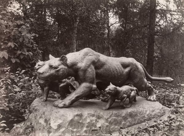 The sculpture Lioness and cubs, approx. year 1990