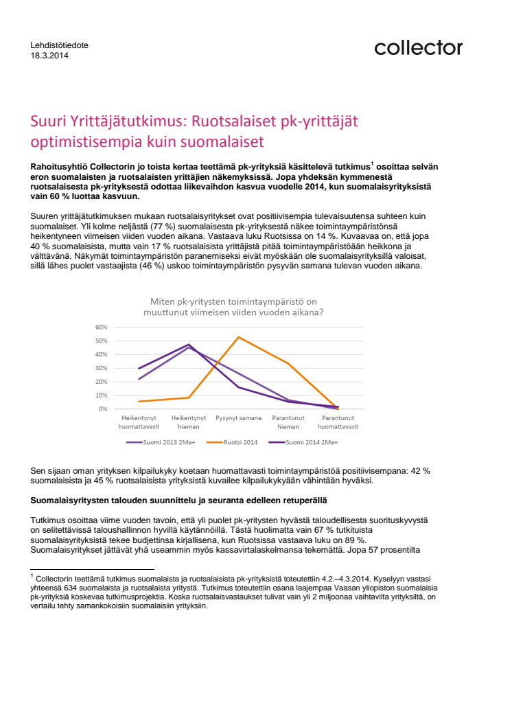 Suuri Yrittäjätutkimus: Ruotsalaiset pk-yrittäjät optimistisempia kuin suomalaiset