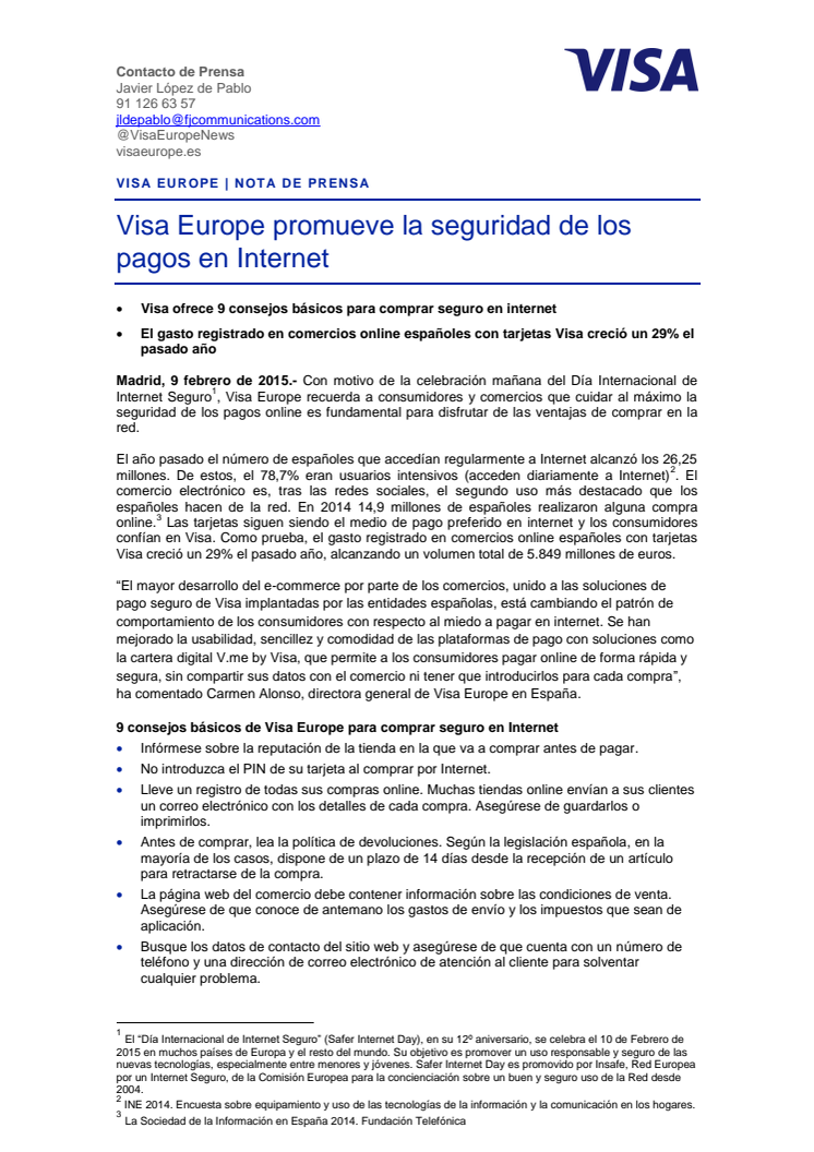 Visa Europe promueve la seguridad de los pagos en Internet