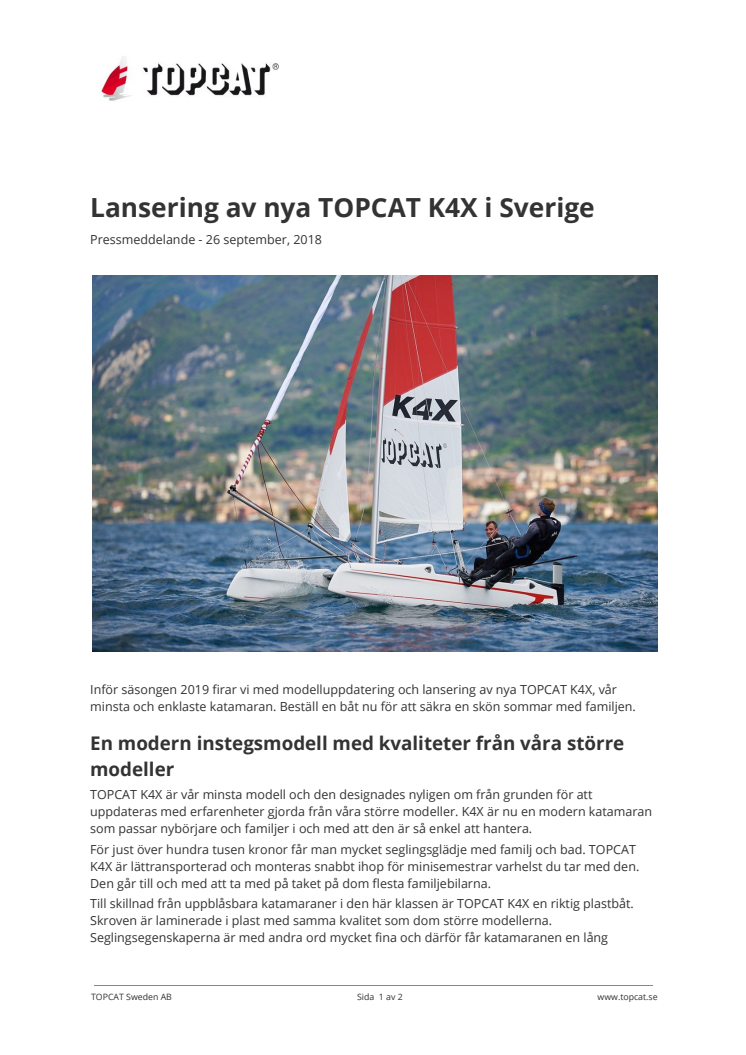 Lansering av nya TOPCAT K4X i Sverige