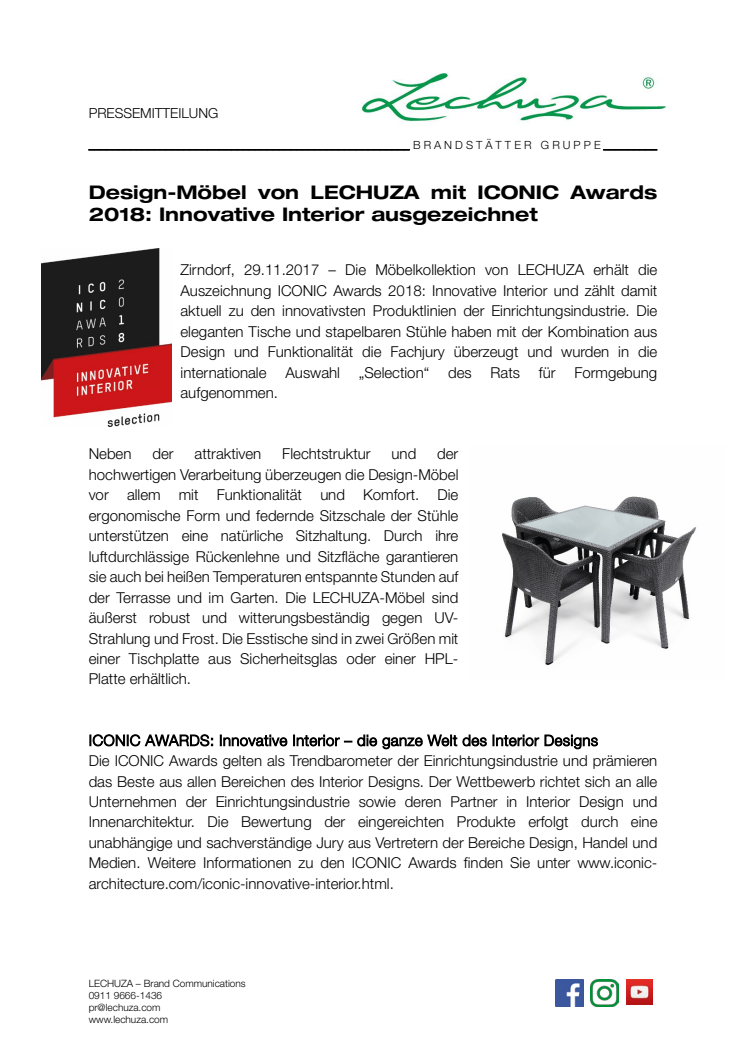 Design-Möbel von LECHUZA mit ICONIC Awards 2018: Innovative Interior ausgezeichnet