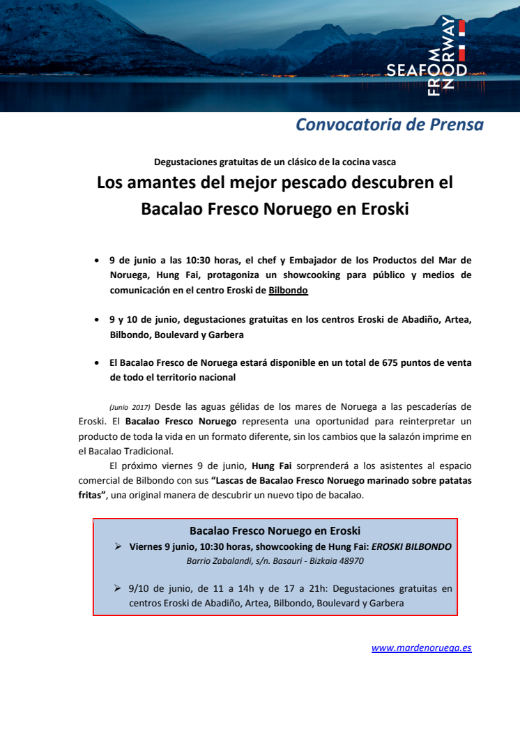 Los amantes del mejor pescado descubren el Bacalao Fresco Noruego en Eroski