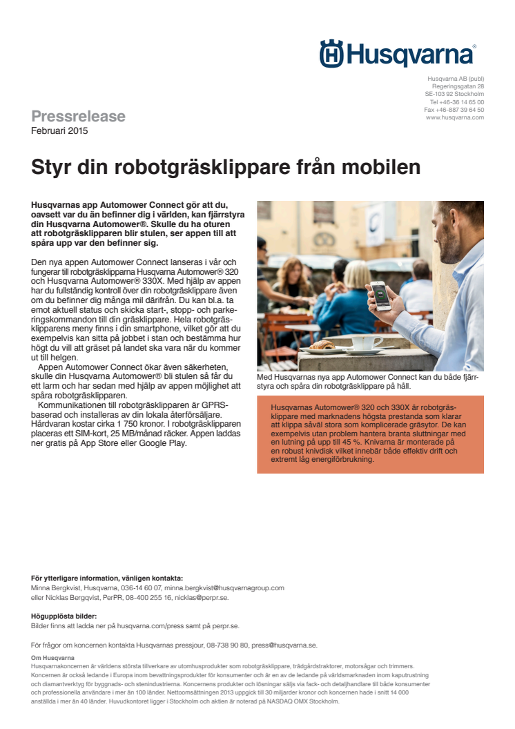 Styr din robotgräsklippare från mobilen