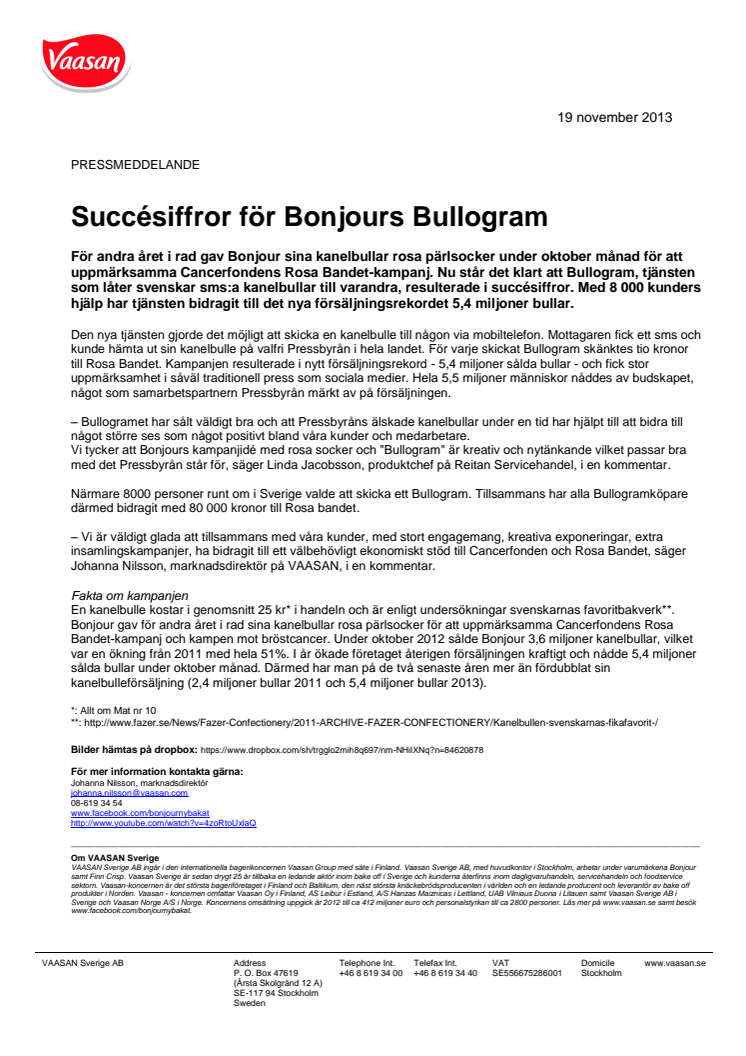 Succésiffror för Bonjours Bullogram