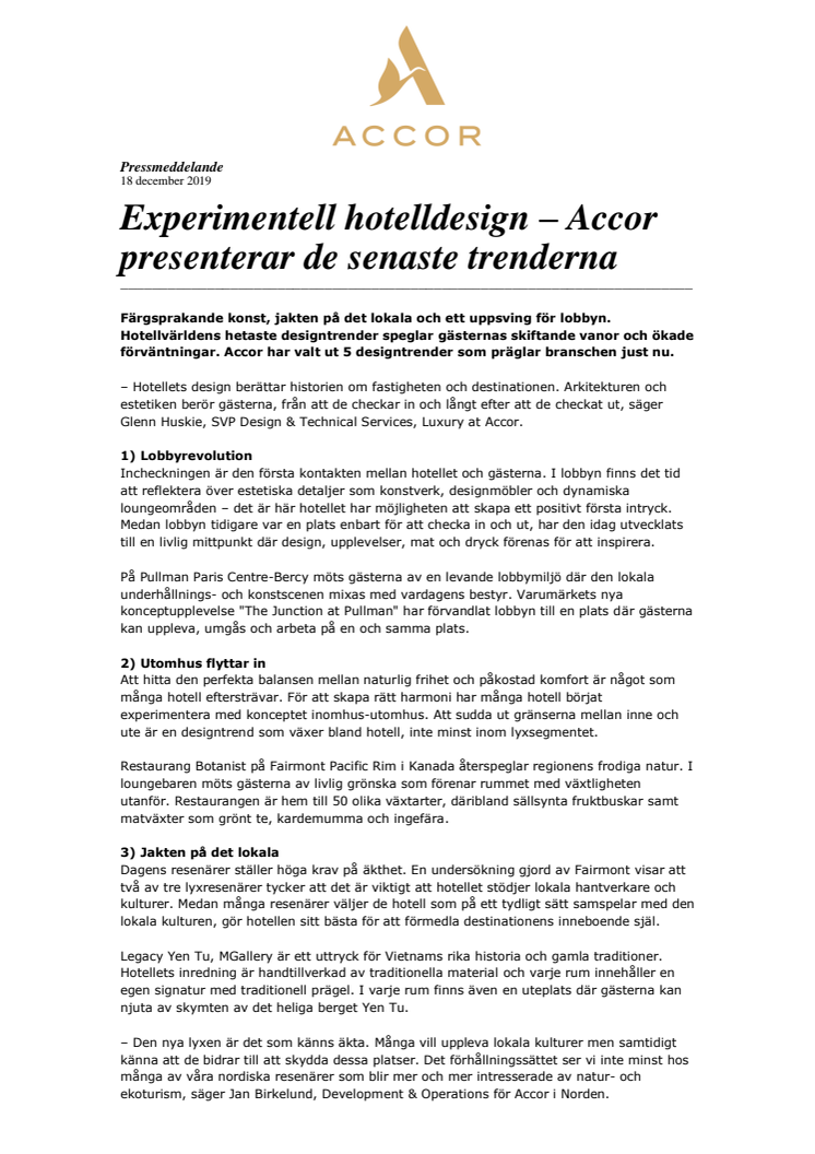 Experimentell hotelldesign – Accor presenterar de senaste trenderna