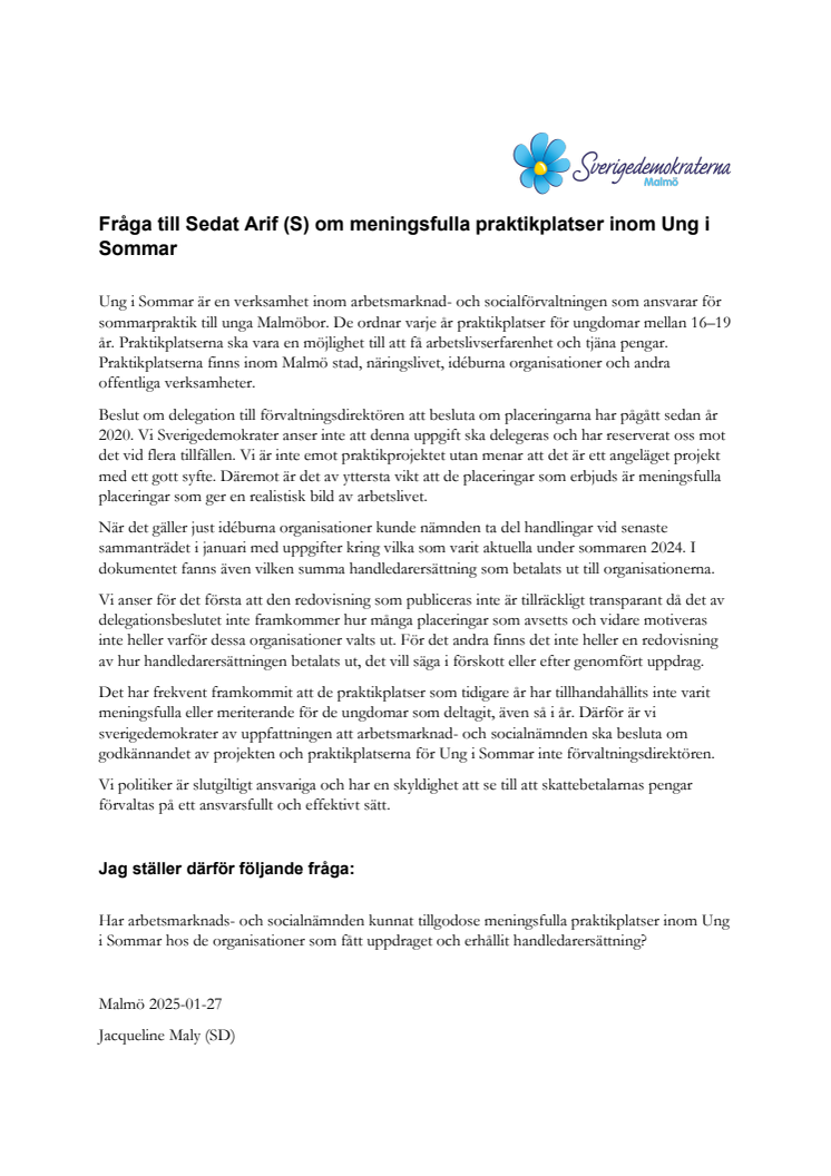 250130 Fråga till Sedat Arif om meningsfulla praktikplatser inom Ung i Sommar.pdf