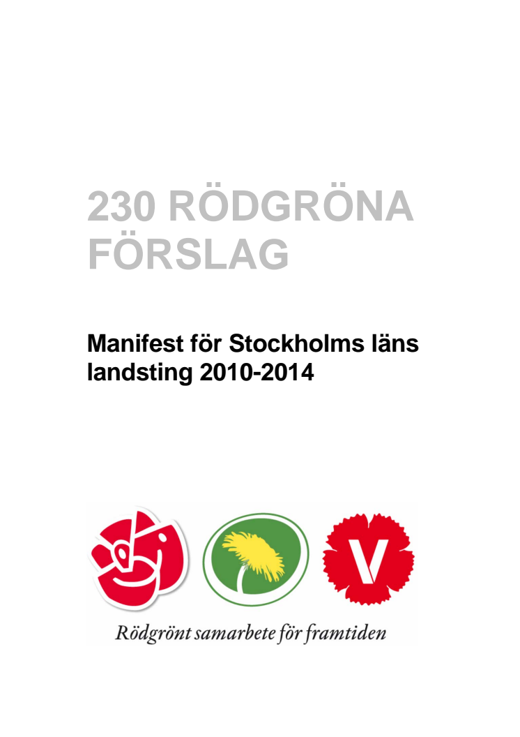 Rödgröna förslag för landstinget 