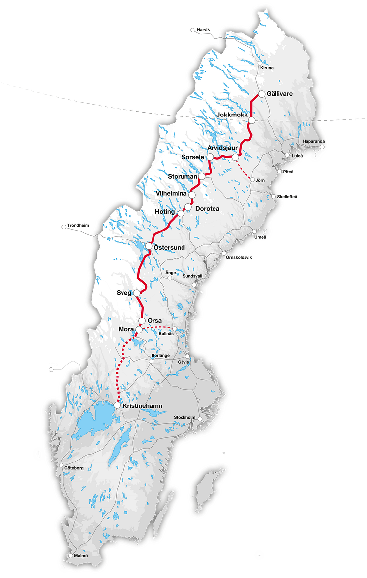 Karta Inlandsbanan