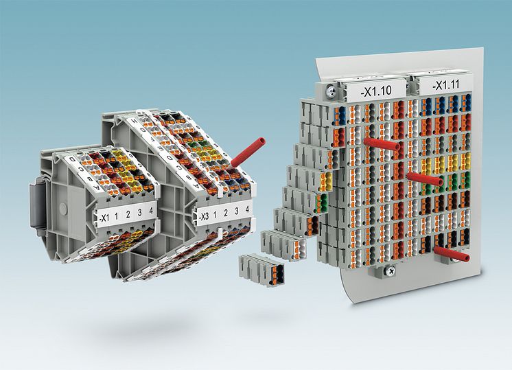 Colour-coded marshalling system with push-in connection technology