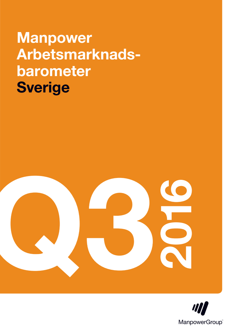 Manpower Arbetsmarknadsbarometern Q3 2016