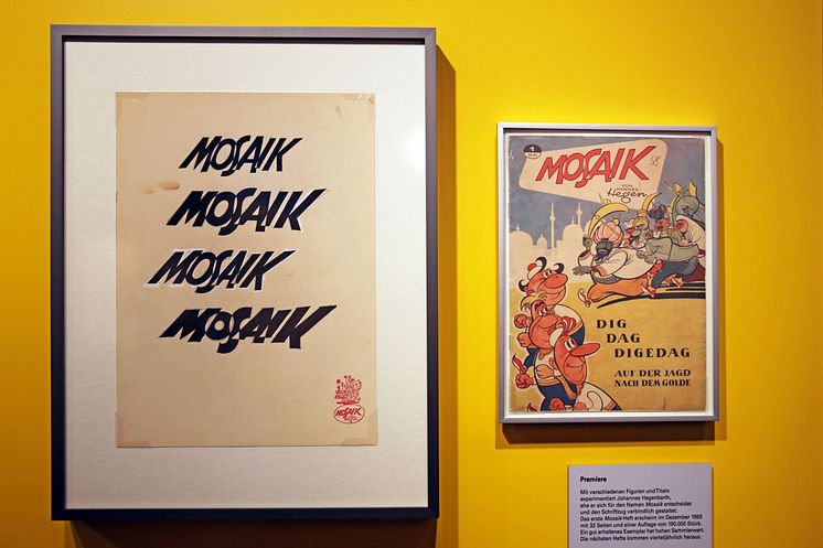 Die verschiedenen Schriftzüge und die erste Ausgabe der Mosaik Hefte von 1955
