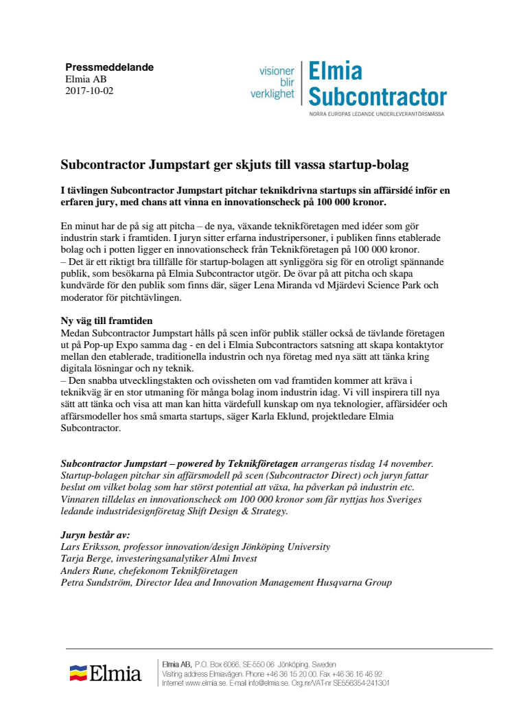 Subcontractor Jumpstart ger skjuts till vassa startup-bolag