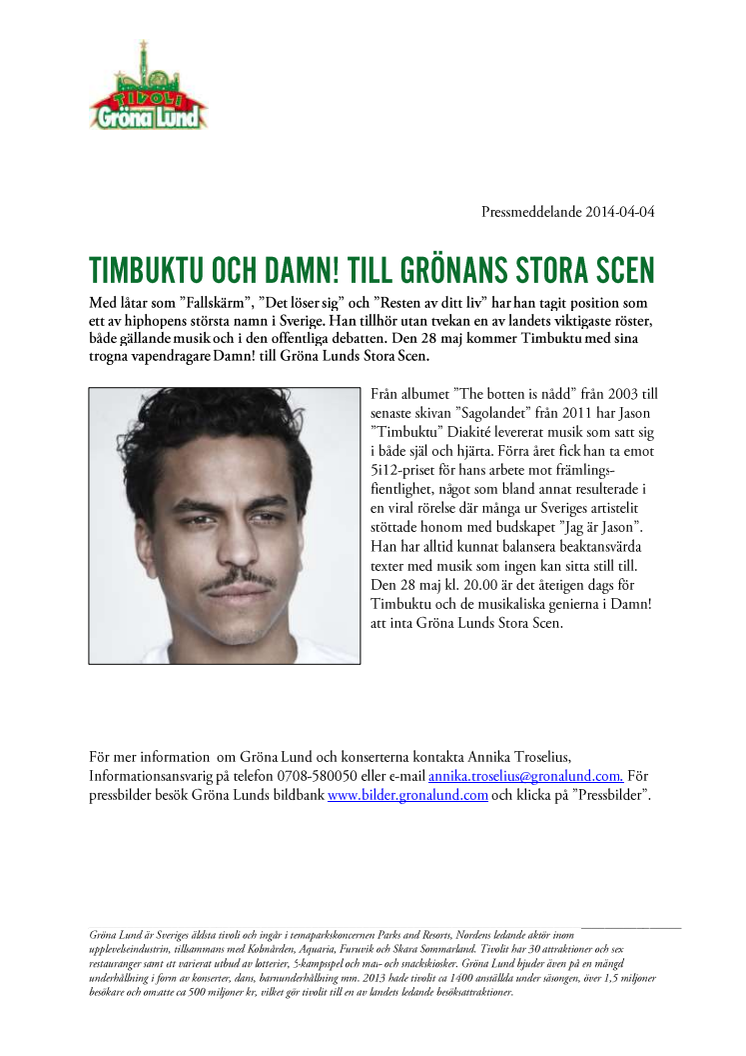 Timbuktu och Damn! till Grönans Stora Scen