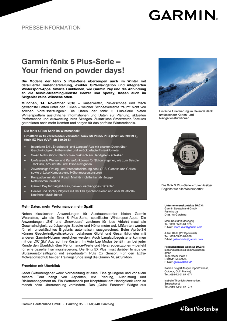 Garmin fēnix 5 Plus-Serie – Your friend on powder days!