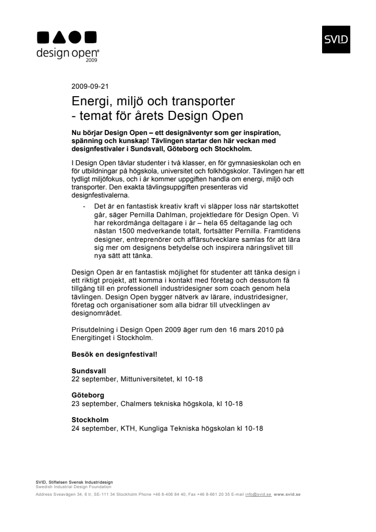 Energi, miljö och transporter - temat för årets Design Open