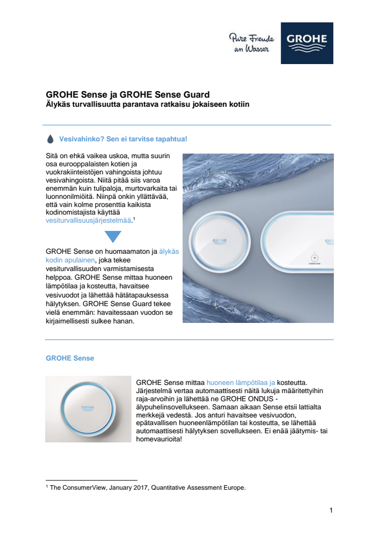 GROHE Sense ja GROHE Sense Guard - FAKTASIVU